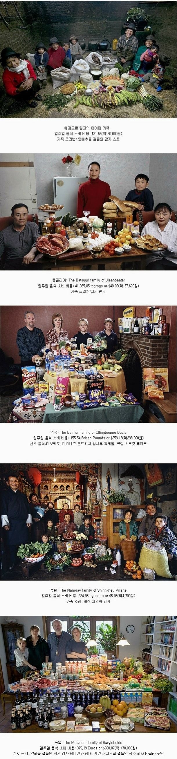 각 나라의 일주일 식량과 선호도.jpg | 인스티즈