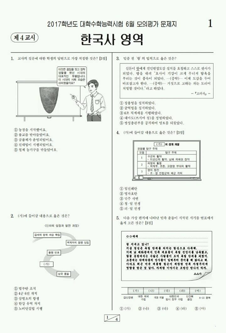 수능 한국사 절대평가로 바뀐 뒤 첫 6월 모의고사 | 인스티즈