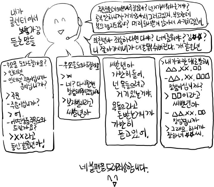 콜센터 여직원이 고객에게 듣는 말들.jpg | 인스티즈