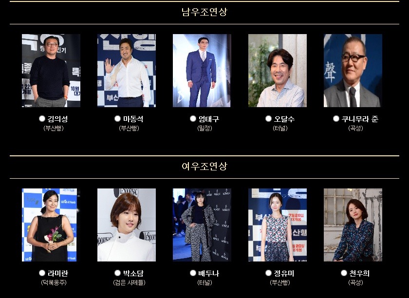 오늘 열리는 2016 청룡영화제 남,여 주연상,조연상,신인상 후보 라인업.jpg | 인스티즈