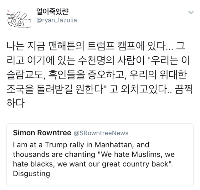 우리는 이슬람교도, 흑인들도 증오하고 우리의 위대한 조국을 돌려받길 원한다 | 인스티즈